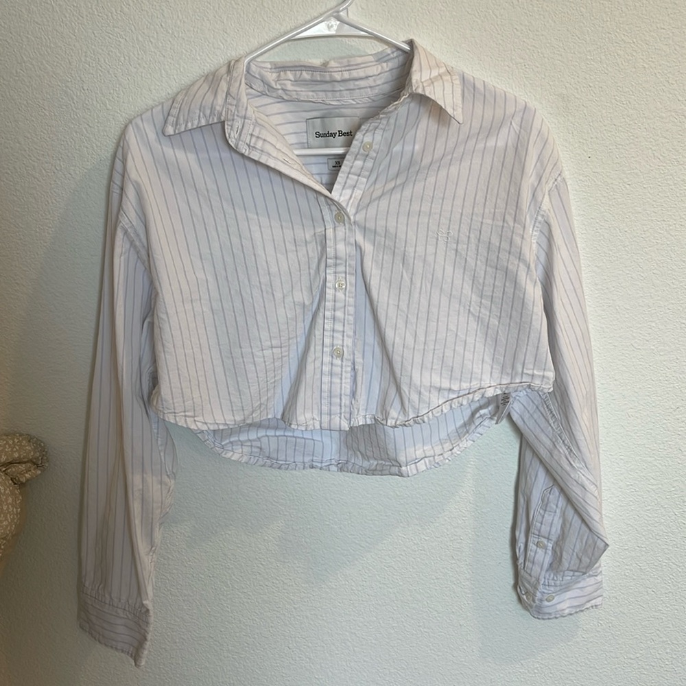 ARITZIA SUNDAY BEST CROP BUTTON UP